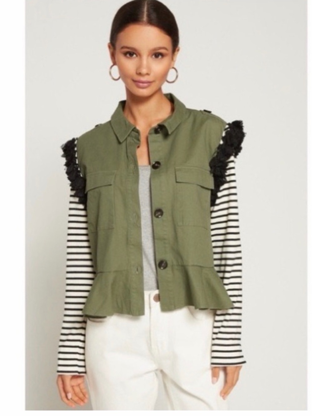 English Factory Peplum Tassel Green Jacket - large